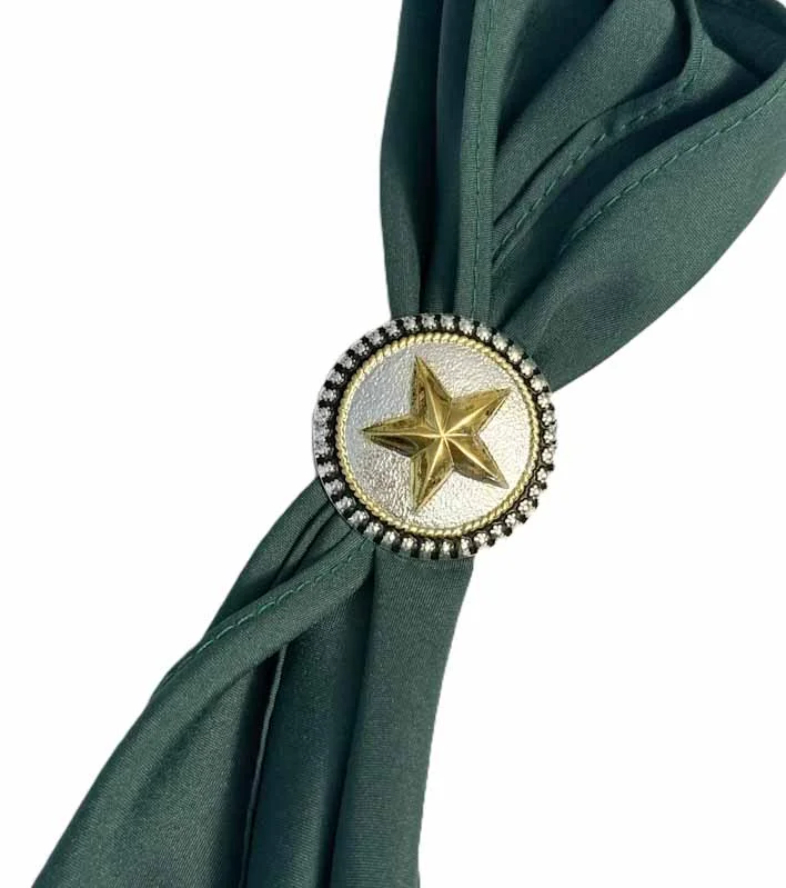 Two Tone Silver Gold Star Western Scarf Slide 1 Western Scarf Slide