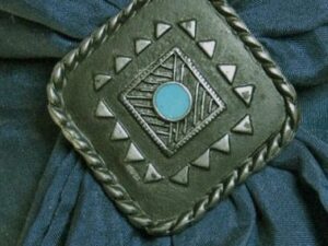 Blackened Aztec Turquoise Southwestern scarf slide