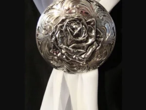 Silver rose scarf slide