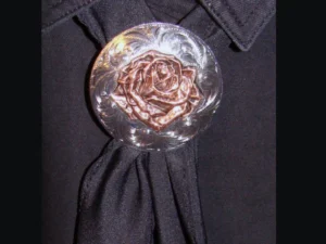 Silver rose scarf slide