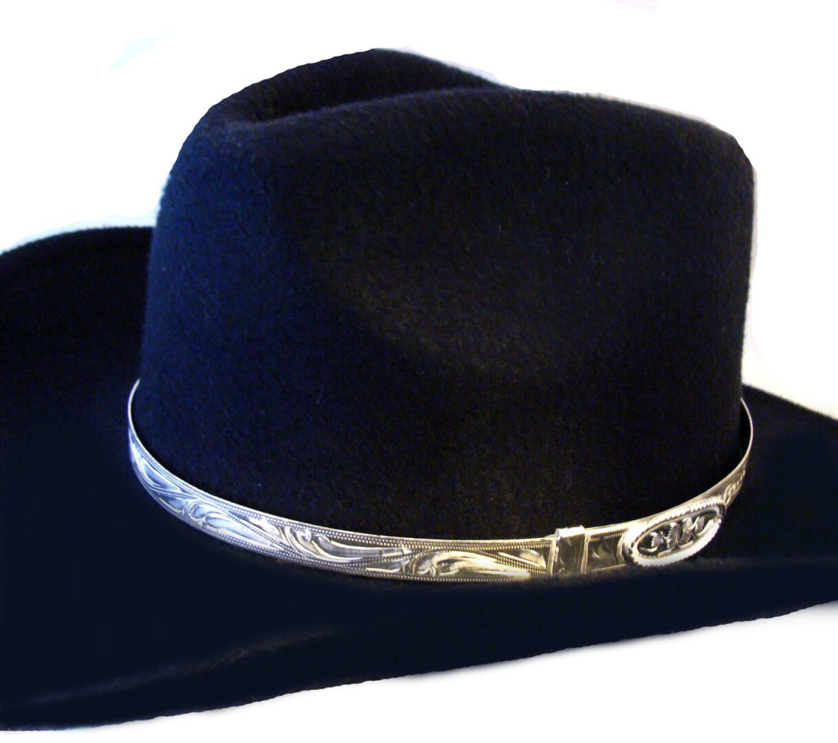 Western Hat Band for Cowboy Hats by Silver Canyon, Black Leather