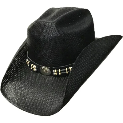 Kids Black cowboy hat in a twisted straw