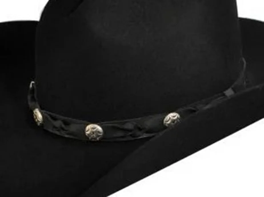"Redhill" Black Wool Gus Crown Old West Cowboy Hat USA MADE 2 2x Wool Black Gus Crown Old West Cowboy Hat