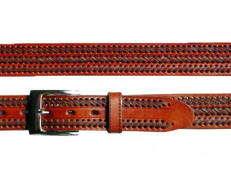 Triple Weaved Brown Leather Western Belt