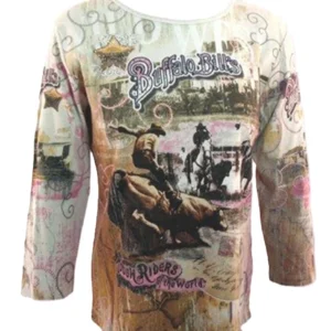 Women's cotton Rhinestone western Tshirt USA made