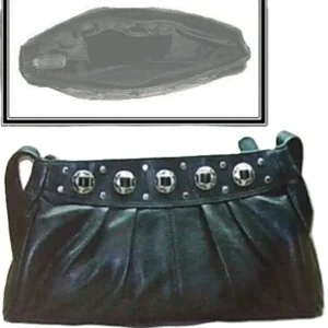 Silver Concho Black Leather Western Purse USA made