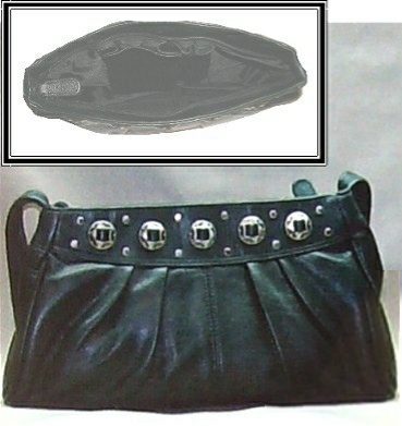 Silver concho accented black leather western purse by Abilene