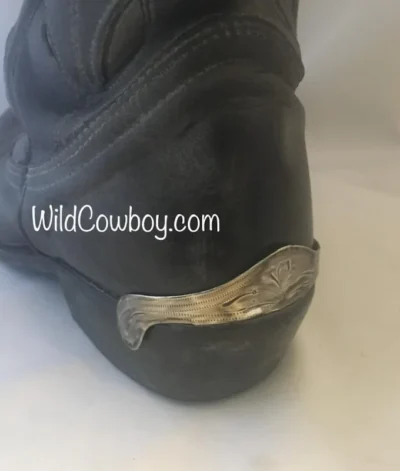 Antique silver cowboy boot heel guards