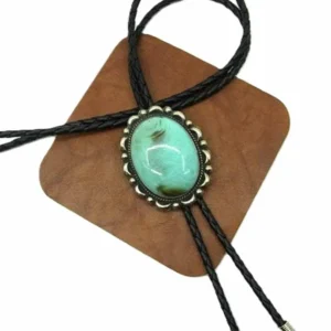 Large Oval Turquoise Western Bolo Tie