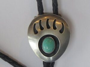Silver Bear Claw Turquoise Bolo Tie