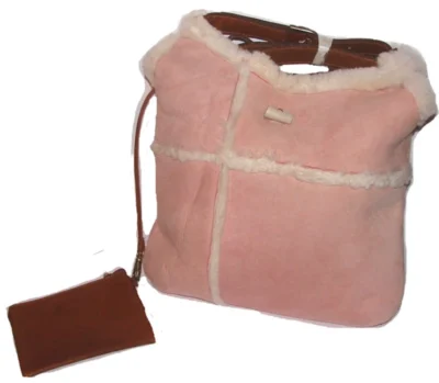 pink suede shearling handbag