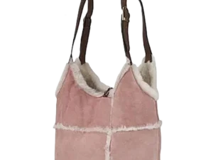 pink suede shearling handbag