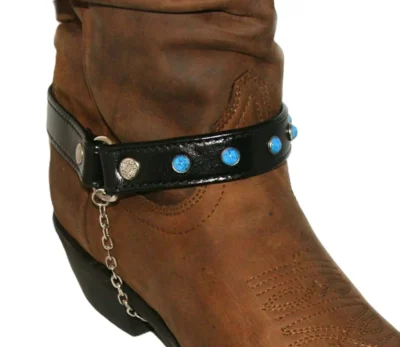 turquoise and leather cowboy boot chain