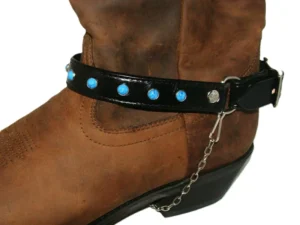 turquoise and leather cowboy boot chain