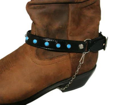 turquoise and leather cowboy boot chain