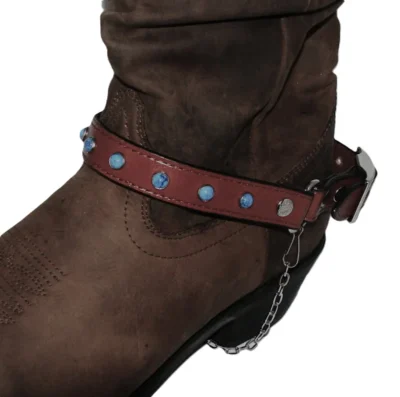 turquoise and leather cowboy boot chain