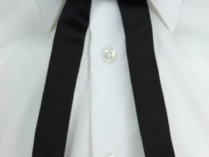 A 6.5" Clip On Neck Ties USA made Black or Green on a white shirt.