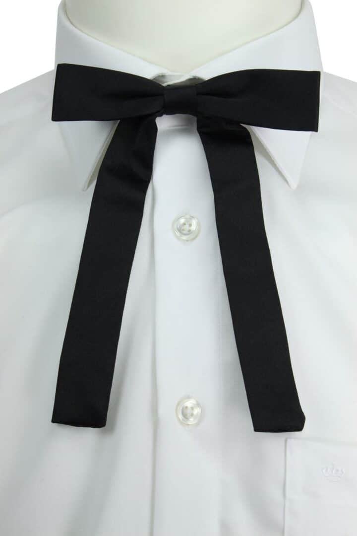 A 6.5" Clip On Neck Ties USA made Black or Green on a white shirt.