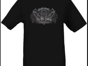 A black "The Wild Cowboy" Logo Mens Black short sleeve western t-shirt with an image of a skull and crossbones.
