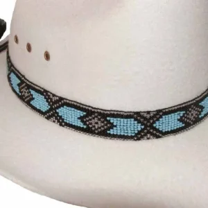 beaded cowboy hat band with horse hair tassels