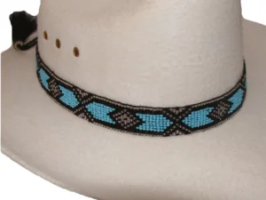 Turquoise beaded cowboy hat band with horse hair tassels