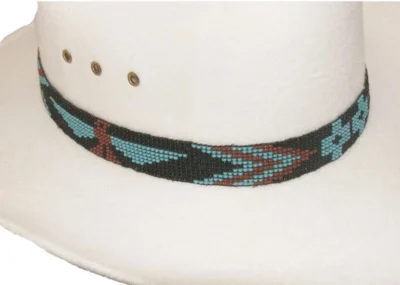 Turquoise Firebird Hand Beaded Horse Hair Tassel Hat Band