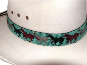 Running Horses Turquoise Beaded Horse Hair Tassel Hat Band