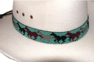 Running Horses Turquoise Beaded Horse Hair Tassel Hat Band