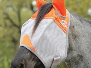 Animal Rescue Orange Crusader UV Horse Fly Mask With Ears