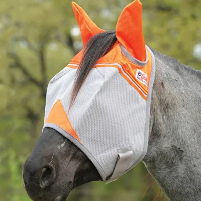 Animal Rescue Orange Crusader UV Horse Fly Mask With Ears