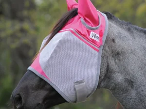 Pink Ribbon UV Rated Hot Pink Horse Fly Mask with Ears