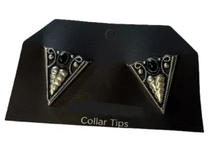 German Silver Onyx Vine Collar Tips