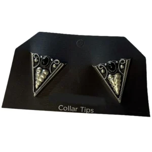 German Silver Onyx Vine Collar Tips