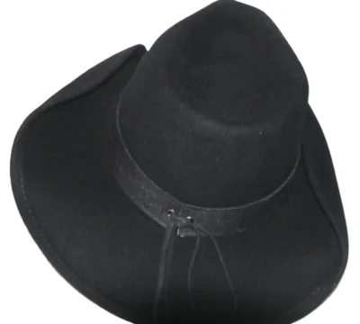 Black wool pinch front cowboy hat