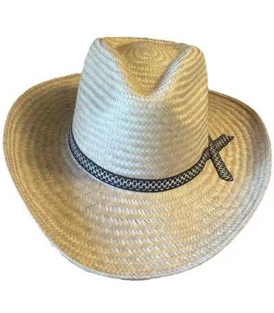 Adult Economy Palm Pinch Front Cowboy Hat <ul style="list-style: square inside none;"> <li>Crown: 4-1/2"</li> <li>Brim: 3-1/2"</li> <li>hat sizes only</li> </ul> •