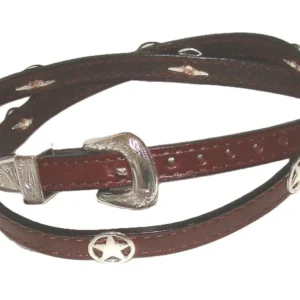 silver western star brown leather cowboy hat band