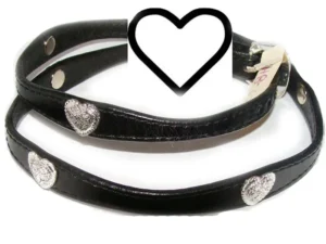 black leather cowboy hat bands with silver hearts