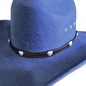 leather heart cowboy hat band with silver buckle