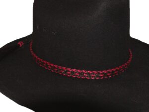 A black hat with a USA MADE 1/2" Black & Hot Pink 3 Strand Horse Hair Hat Band.