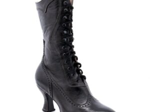 A Jasmine Womens Black Leather Victorian Frontier Granny Boots.