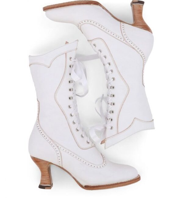 A pair of Jasmine Nectar Leather Womens Victorian Frontier Boots on a white background.