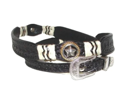 rawhide black leather cowboy hat band