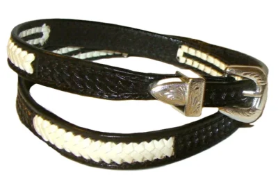 rawhide black basketweave leather cowboy hat band