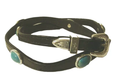 turquoise stone black leather cowboy hat band