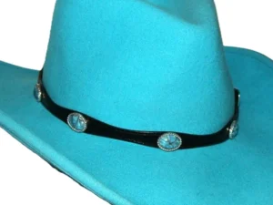 turquoise stone black leather cowboy hat band