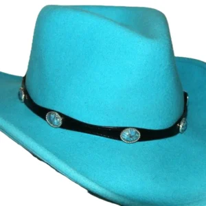 turquoise stone black leather cowboy hat band