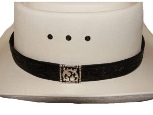 1 Carved Leather Black Hat Band