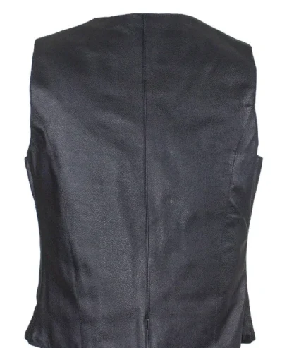Black Braided leather womens western vest <li>100% LEATHER</li> <li>Braided side accents</li> •