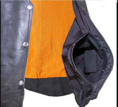 Womens Leather Satin Nickel Stud Concealed Carry Vest <li>CONCEALED CARRY</li> <li>Nickel studs</li> <li>Gun pockets</li> <li>Zip front</li> •