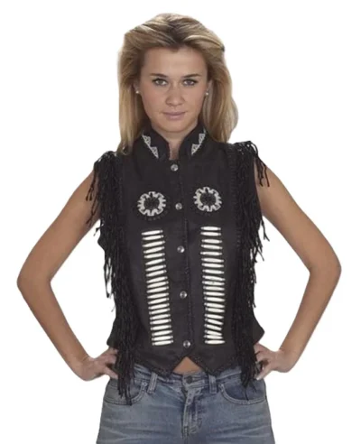 women's boned beaded american indian vest